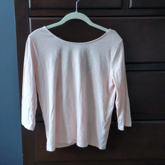 J. Crew Light Pink Tie-Back 3/4 Sleeve Top - Picture 3 of 8